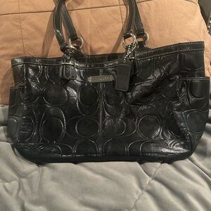 Coach F19462 Black Embossed Shoulder Bag